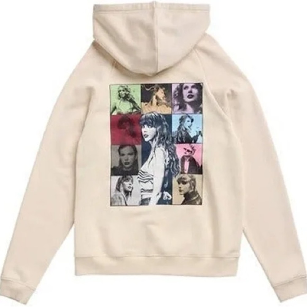 Taylor Swift TS The Eras Tour Almond Beige Graphic Hoodie Size NWT